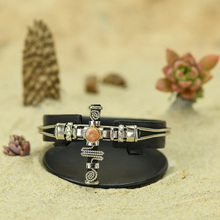 Salmon Cuartz with Alpaca Inca Cross Bracelet