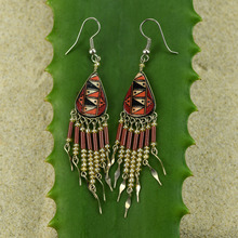 Hand painted Ceramic Purple Brown Earrings