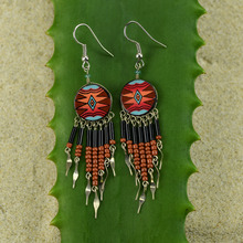 Hand painted Ceramic Purple Brown Earrings