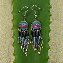 Hand painted Ceramic Purple Inca Earrings