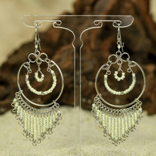 White Glass Beads with Alpaca Inca Earrings