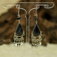 Black Onyx with Alpaca Inca Earrings