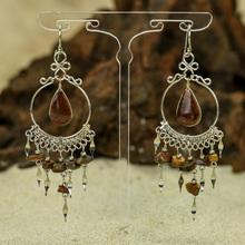 Caramelo Stone with Tiger Eye and Alpaca Inca Earrings
