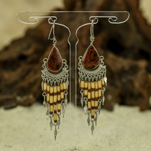 Caramelo Stone with Alpaca and Bamboo Inca Earrings