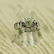 Light Green Stone and Alpaca Inca Ring