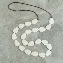 Bleach White Stephanie Flat Drops Long Wooden Necklace
