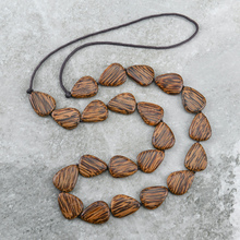 Dark Coconut Palmwood Stephanie Flat Drops Long Necklace