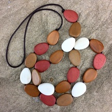Naturals Combination Stephanie Flat Drops Long Wooden Necklace