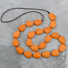 Turmeric Stephanie Flat Drops Long Wooden Necklace
