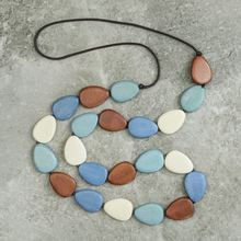 Serenity Stephanie Flat Drops Long Wooden Necklace