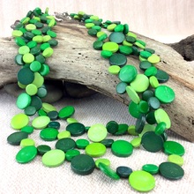 Mossy Forest Smarties 3 Strand Coconut Shell Necklace