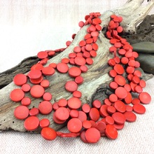 Blood Orange Smarties 3 Strand Coconut Shell Necklace