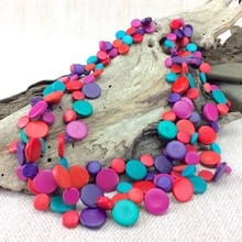 Opulence Smarties 3 Strand Coconut Shell Necklace