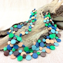 Swimming Pool Smarties 3 Strand Coconut Shell Necklace