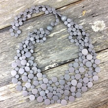 Shady Grey Smarties 5 Strand Coconut Shell Long Necklace