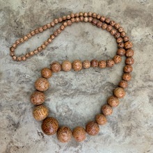 Natural Coconut Palmwood Lola Long Graduated Beads Necklace 