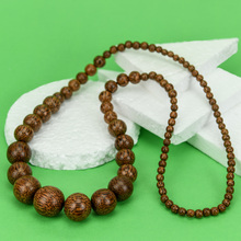 Dark Coconut Palmwood Lola Long Graduated Beads Necklace