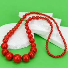 Red Lola Long Wooden Necklace
