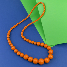 Turmeric Lola Long Graduated Wooden Beads Necklace 