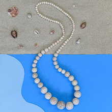 White Coconut Palmwood Lola Long Graduated Beads Necklace