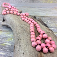 Blush Pink Single Lady Long Wooden Necklace
