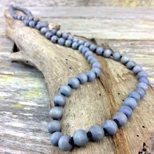 Shady Grey Single Lady Long Wooden Necklace