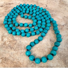 Turquoise Single Lady  Long Wooden Necklace