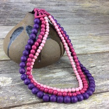 Berry Blush Lolita 3 Strand Wooden Necklace