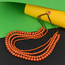 Coral Orange Bella 4 Strand Wooden Necklace