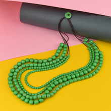Fern Green Bella 4 Strand Wooden Necklace