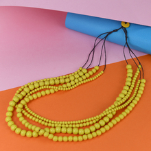 Sunshine Yellow Bella 4 Strand Wooden Necklace