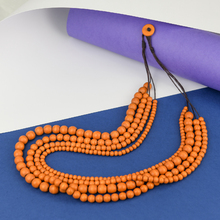 Turmeric Bella Four Strand Wooden Necklace