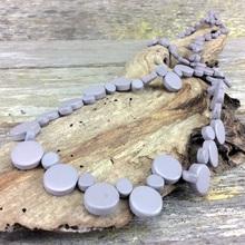 Shady Grey Graduated Wooden Smarties Long Necklace