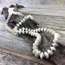 Bleach White Journey Beads Long Wooden Necklace