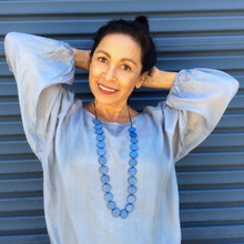 Denim Blue Lucinda Disks Long Necklace