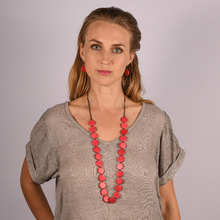 Red Lucinda Disks Long Necklace