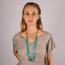 Turquoise Lucinda Disks Long Necklace