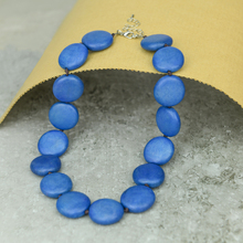 Denim Blue Lucy Short Round Wooden Necklace