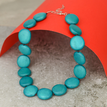 Turquoise Lucy Short Round Wooden Necklace