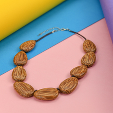 Natural Coconut Palmwood  Riverstones Short  Necklace