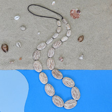White Coconut Palmwood Ophelia Long Graduated Wooden Ovals Necklace