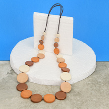 Naturals Combination Hannah Long Graduated Wooden Discs Necklace