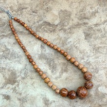 Natural Coconut Palmwood Grace Graduated Spheres Short Wooden Necklace