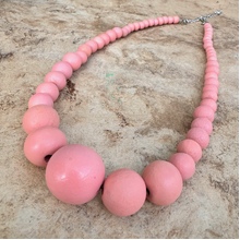 Flamingo Pink Grace Graduated Spheres Short Wooden Necklace