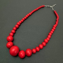 Red Grace Graduated Spheres Short Wooden Necklace