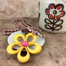 Sunshine Yellow Cut Out Flowers Long Pendant