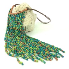 Greens Mix Tassel Long Necklace
