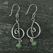 Peruvian Silver Earrings with Jade Sones