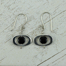 Peruvian Silver Earrings with Black Onyx Beads