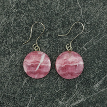 Rodocrosita Round Earrings in Silver